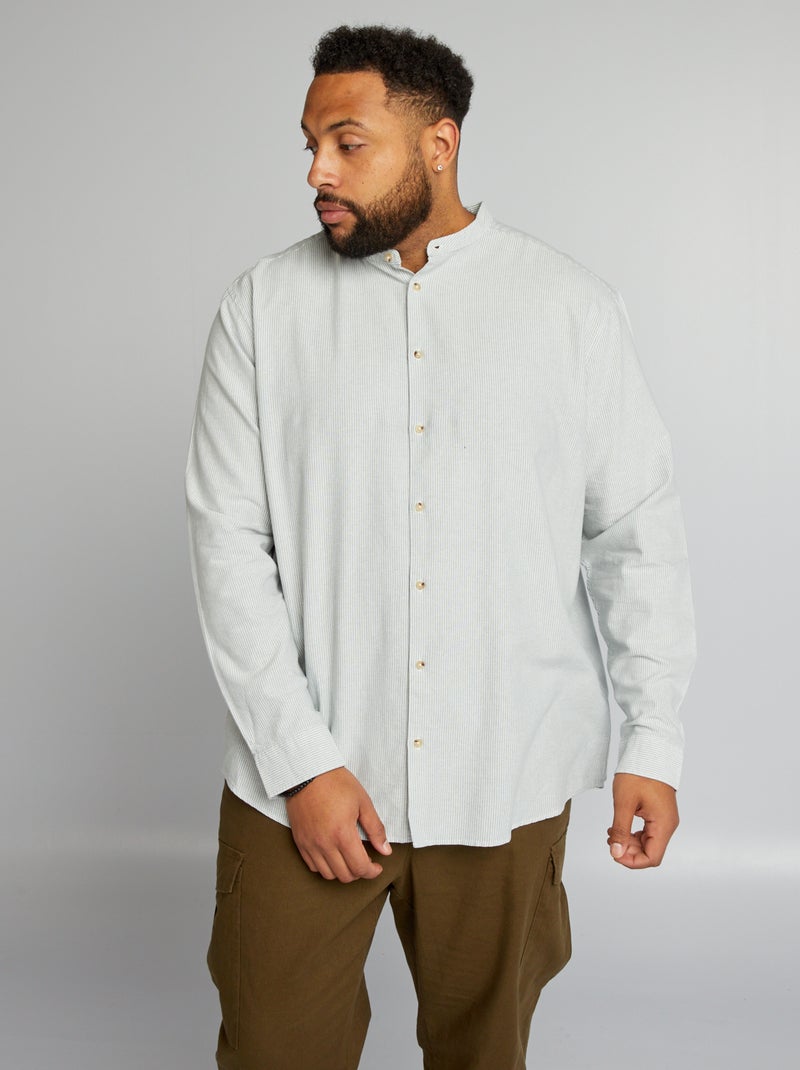 Camisa com colarinho mao de manga comprida CAQUI - Kiabi