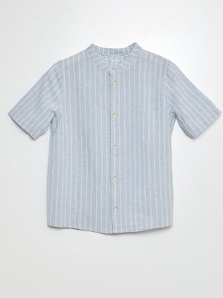Camisa com colarinho mao e manga curta