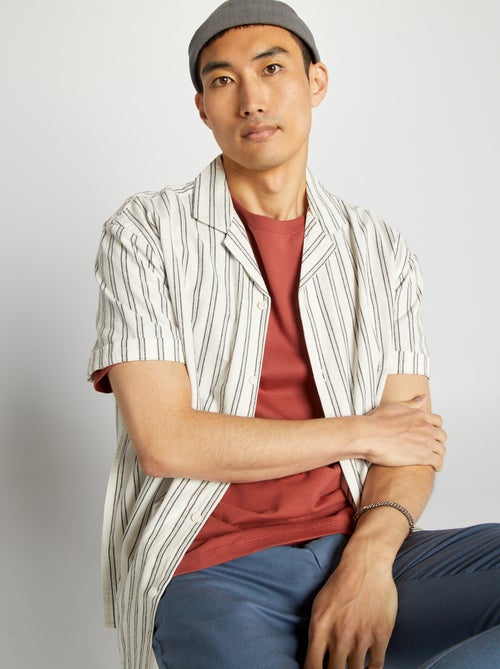 Camisa com corte a direito de linho misturado - Kiabi