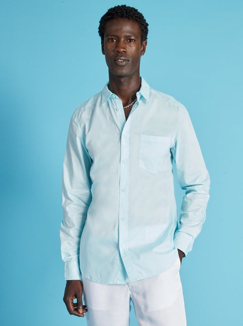 Camisa com corte a direito de puro algodão - Kiabi