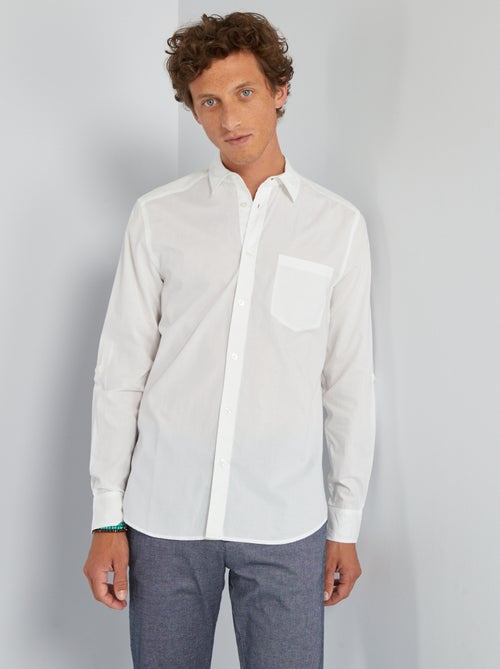 Camisa com corte a direito de puro algodão - Kiabi