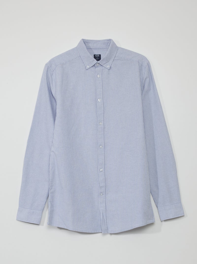 Camisa com corte direito às riscas AZUL - Kiabi