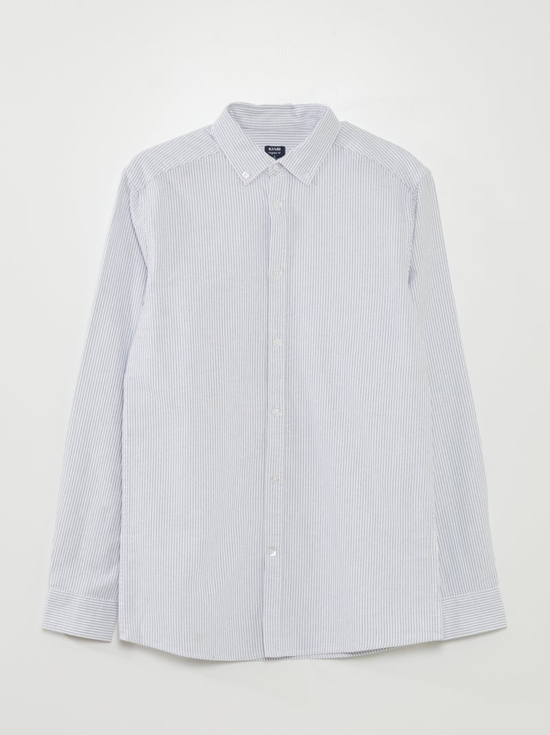 Camisa com corte direito às riscas AZUL - Kiabi
