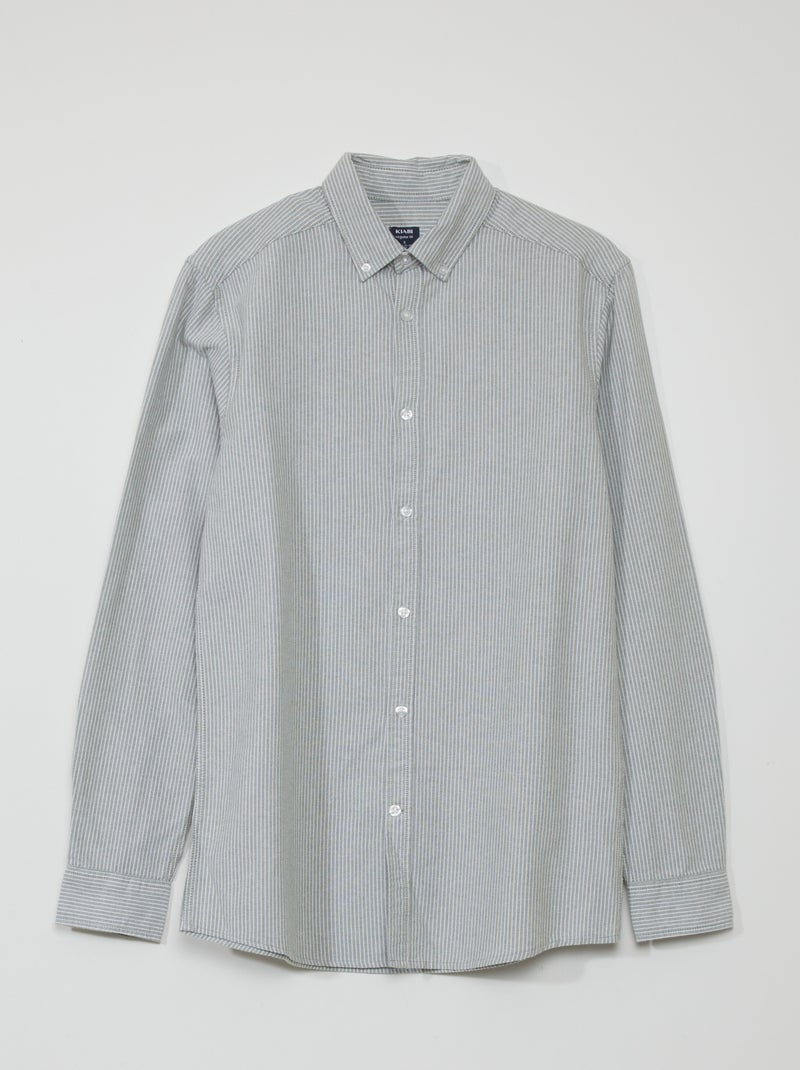 Camisa com corte direito às riscas VERDE - Kiabi