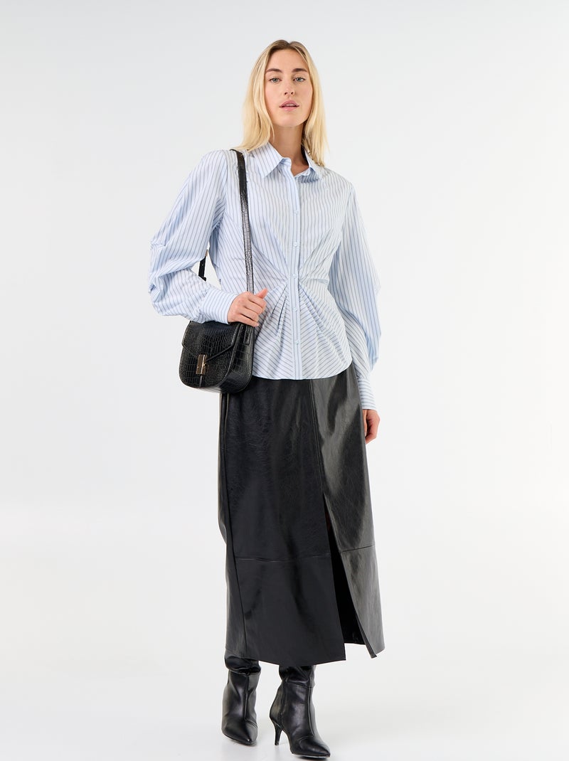Camisa com corte fantasia e ajuste à frente Azul - Kiabi