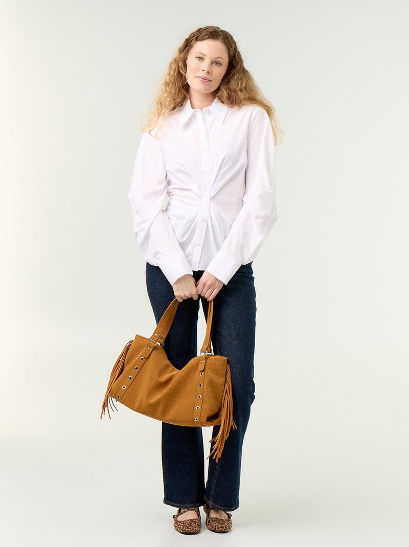 Camisa com corte fantasia e ajuste à frente Branco - Kiabi