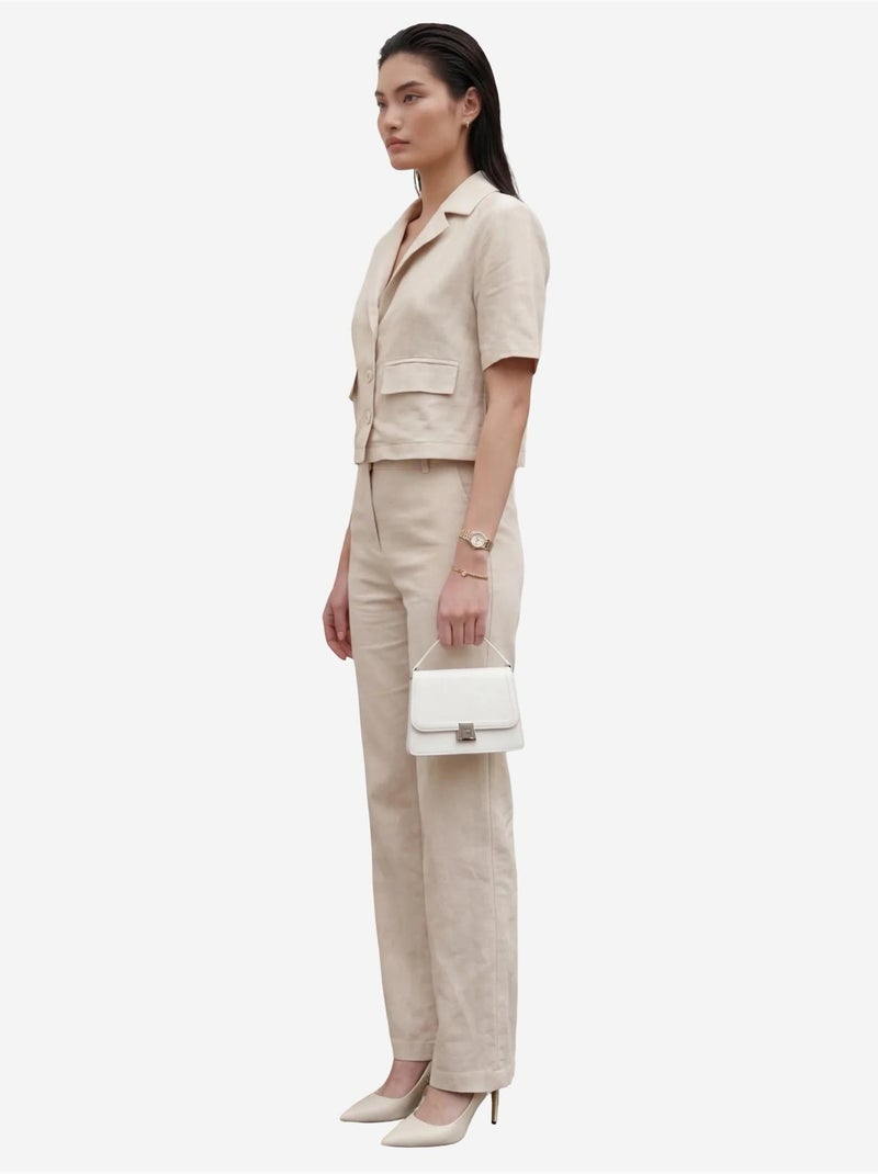 Camisa com detalhe de bolso e calças conjunto de duas peças my fashion Bege-argila - Kiabi