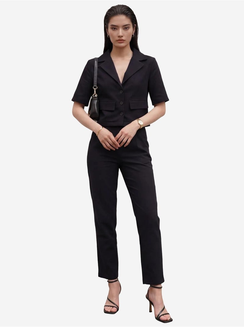 Camisa com detalhe de bolso e calças conjunto de duas peças my fashion Preto - Kiabi