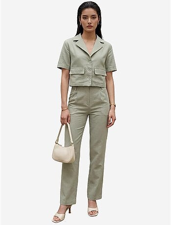 Camisa com detalhe de bolso e calças conjunto de duas peças my fashion