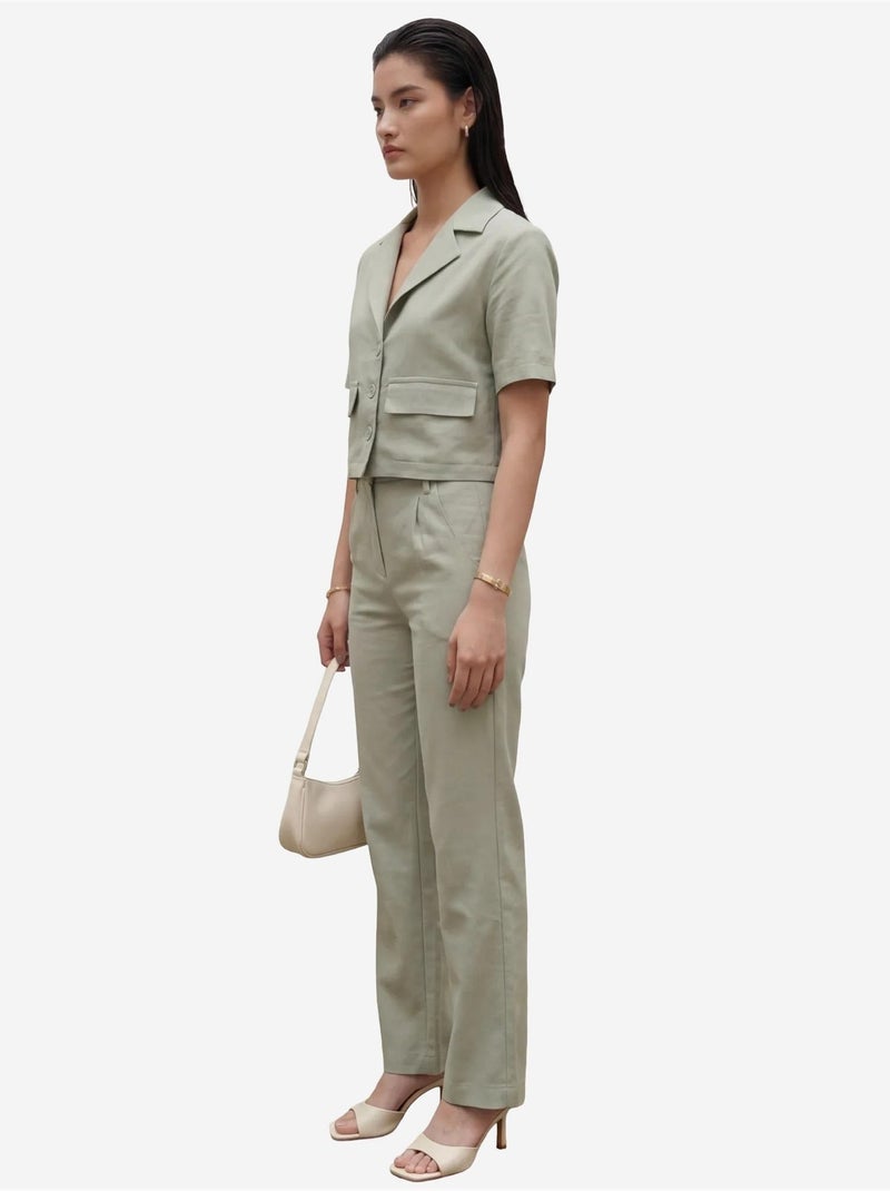 Camisa com detalhe de bolso e calças conjunto de duas peças my fashion Verde pastel - Kiabi