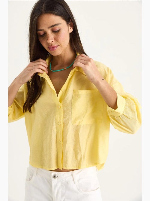Camisa com detalhe de bolso único e manga curta lucci - Kiabi Camisa com detalhe de bolso único e manga curta lucci - Kiabi