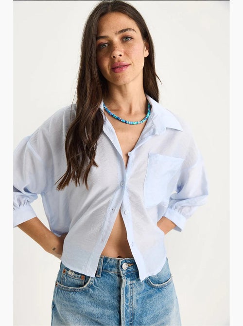Camisa com detalhe de bolso único e manga curta lucci - Kiabi Camisa com detalhe de bolso único e manga curta lucci - Kiabi