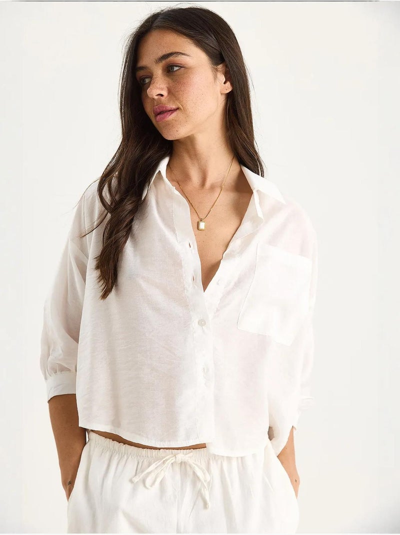Camisa com detalhe de bolso único e manga curta lucci Branco - Kiabi