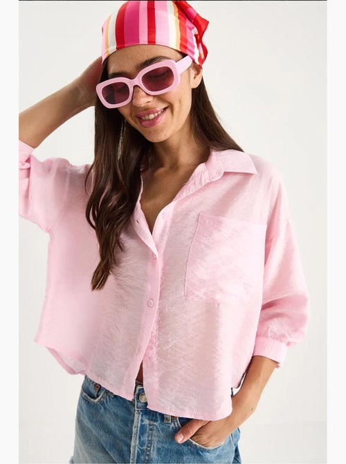 Camisa com detalhe de bolso único e manga curta lucci - Kiabi