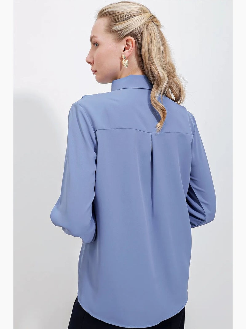 Camisa com detalhes de folhos bdart Azul - Kiabi