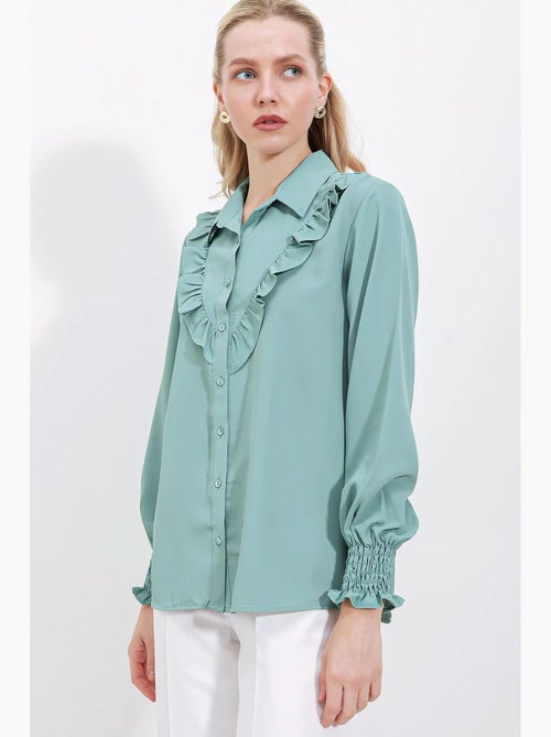 Camisa com detalhes de folhos bdart - Kiabi Camisa com detalhes de folhos bdart - Kiabi