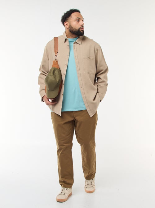 Camisa com efeito waffle lisa - Kiabi