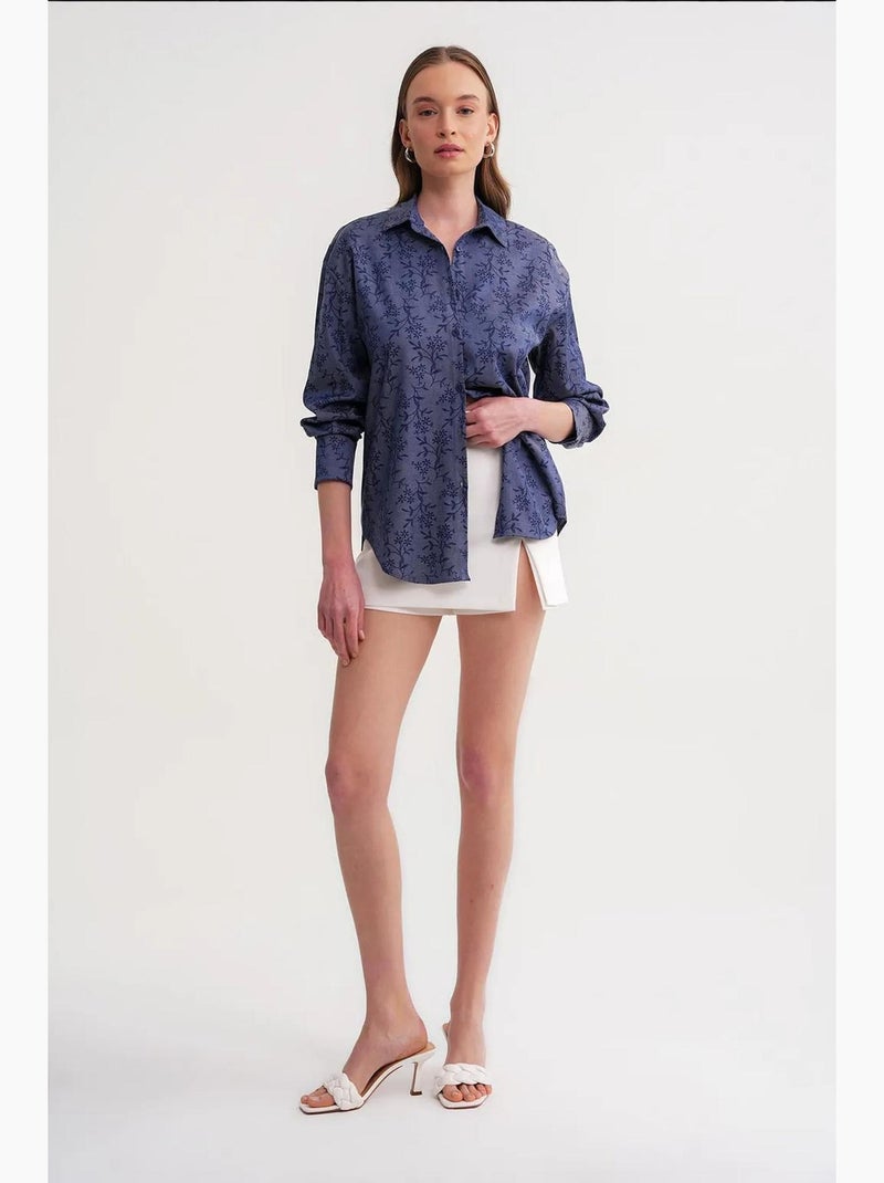 Camisa com estampa floral mixray Azul-elétrico - Kiabi