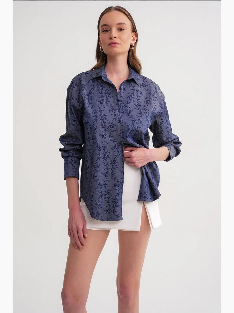 Camisa com estampa floral mixray Azul-elétrico - Kiabi