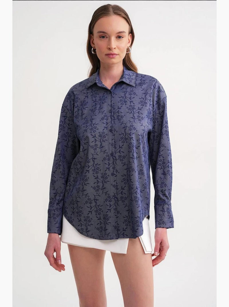 Camisa com estampa floral mixray Azul-elétrico - Kiabi