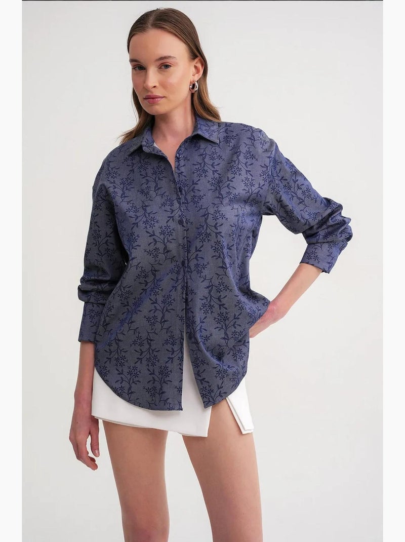 Camisa com estampa floral mixray Azul-elétrico - Kiabi