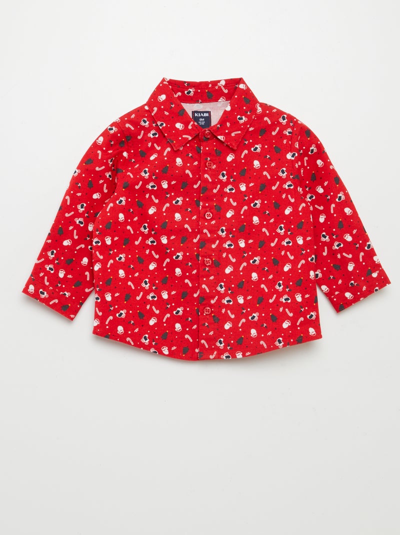 Camisa com estampado de Natal VERMELHO - Kiabi