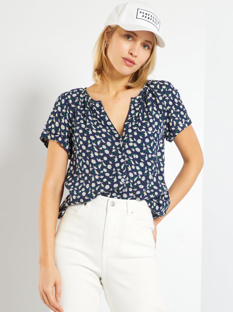 Camisa com estampado fantasia AZUL - Kiabi