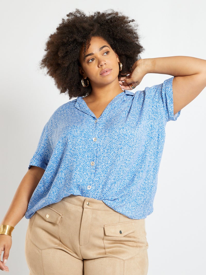 Camisa com estampado 'flores' AZUL - Kiabi