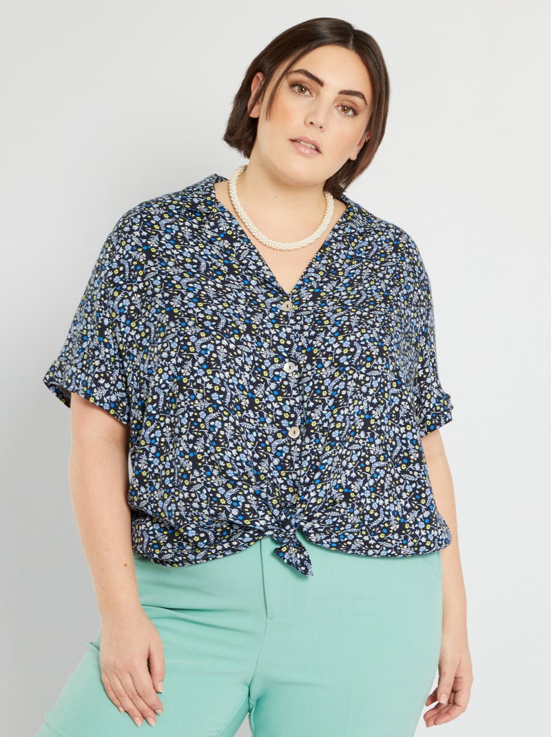 Camisa com estampado 'flores' AZUL - Kiabi