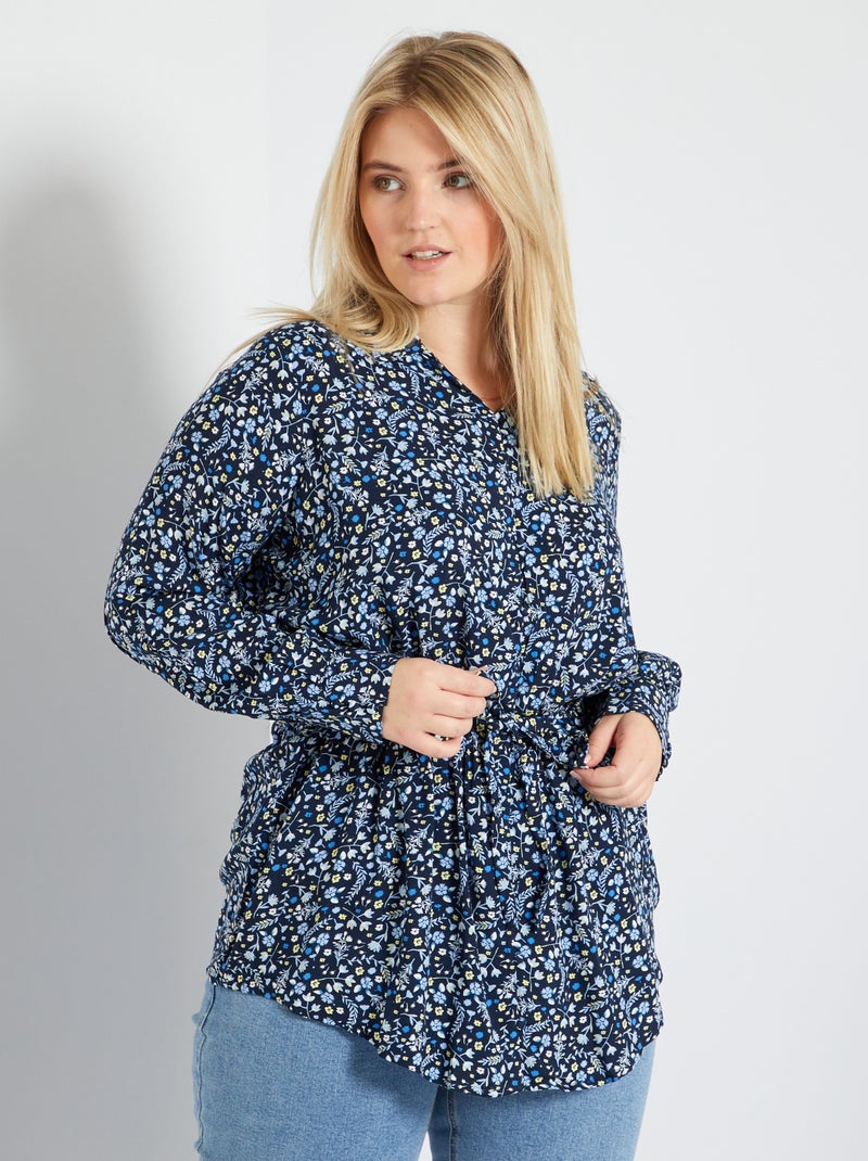 Camisa com estampado 'flores' AZUL - Kiabi