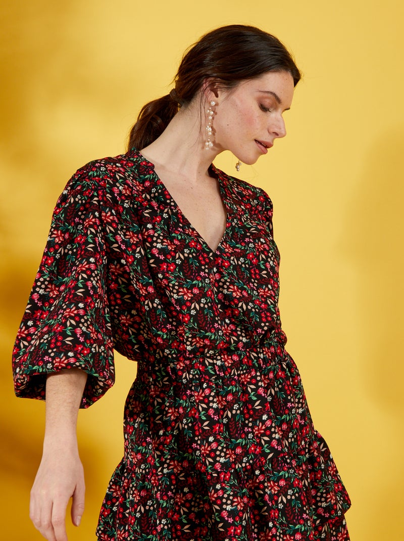 Camisa com estampado florido PRETO - Kiabi