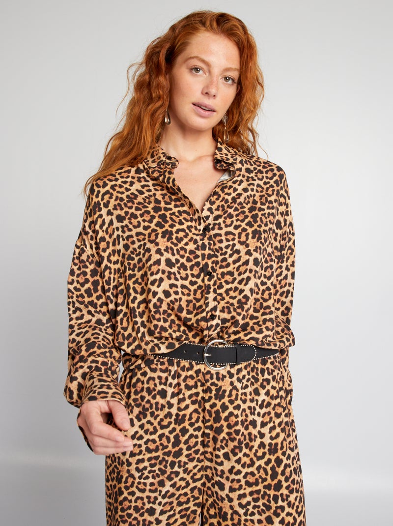 Camisa com estampado leopardo CASTANHO - Kiabi