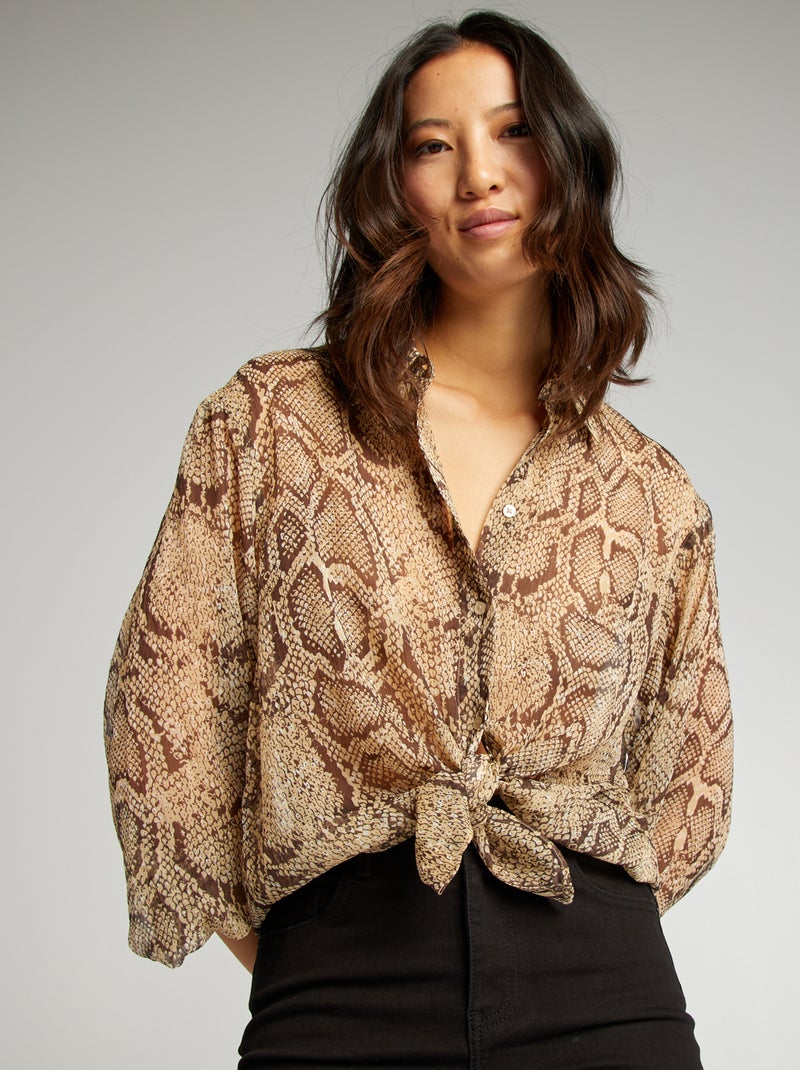 Camisa com estampado pitão BEGE - Kiabi