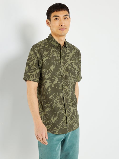 Camisa com flores de manga curta - Kiabi