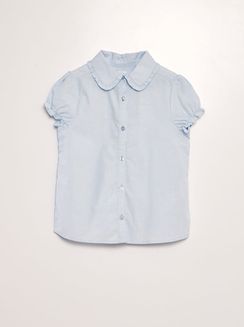 Camisa com folhos AZUL - Kiabi