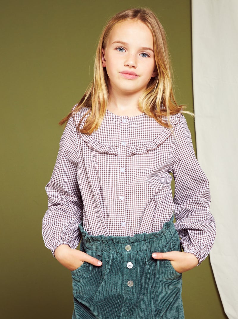 Camisa com folhos CASTANHO - Kiabi