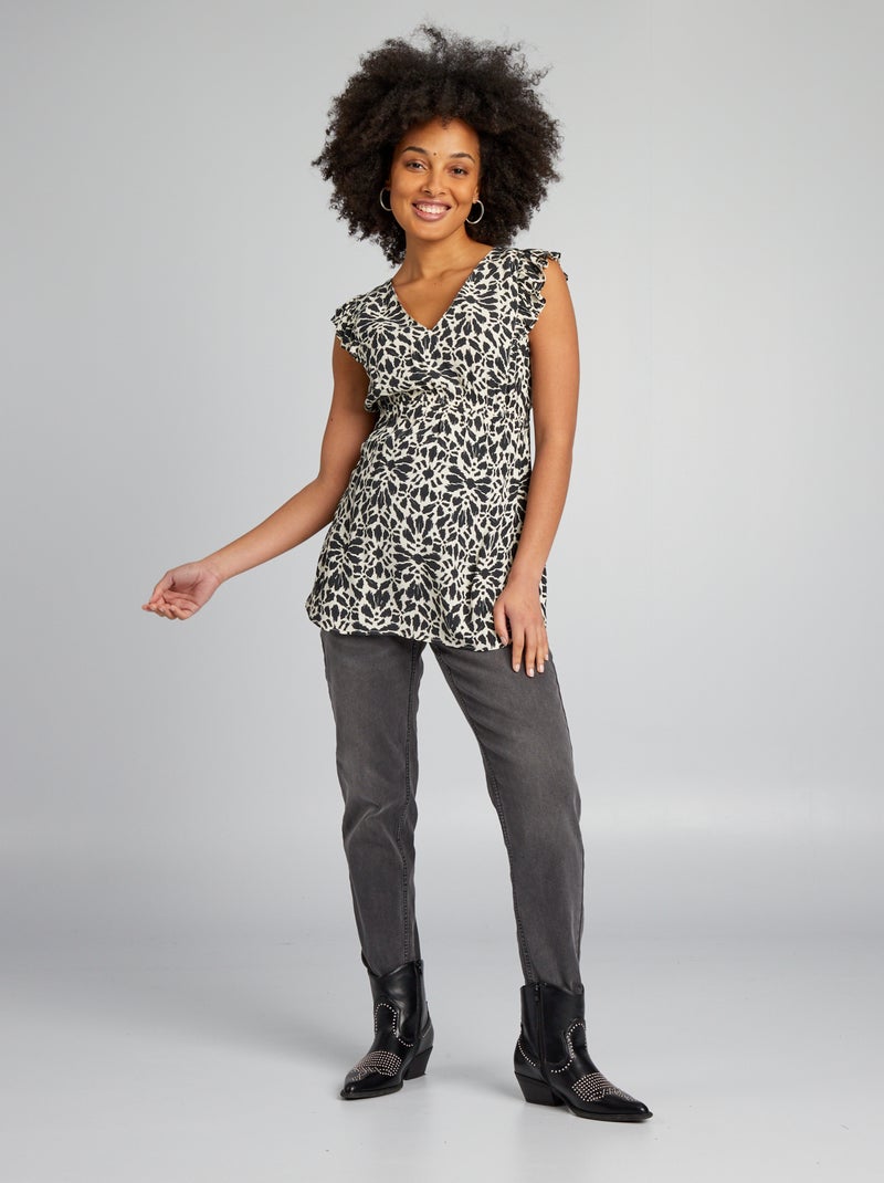 Camisa com folhos de grávida PRETO - Kiabi