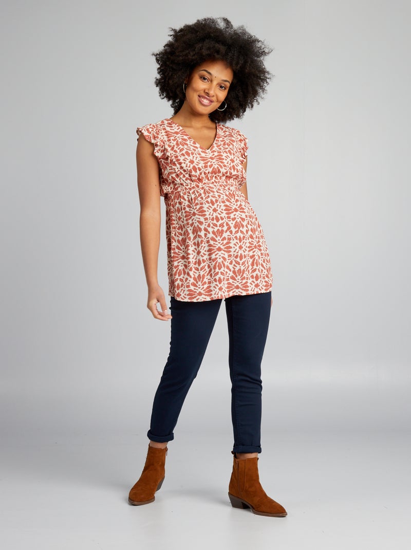 Camisa com folhos de grávida ROXO - Kiabi
