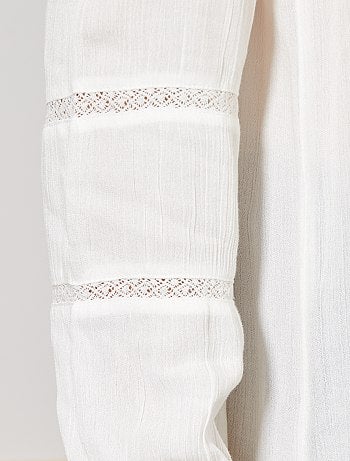 Camisa com folhos e renda - Kiabi