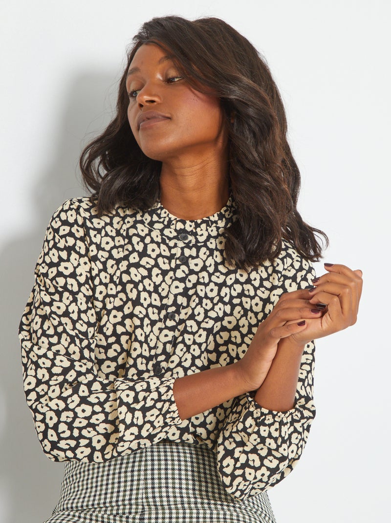 Camisa com folhos 'Jacqueline de Yong' PRETO - Kiabi