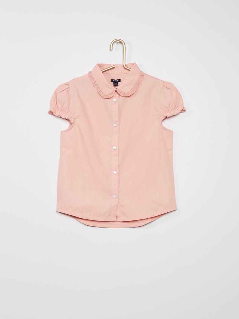 Camisa com folhos ROSA - Kiabi