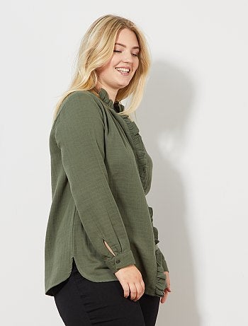 Camisa com folhos - Kiabi