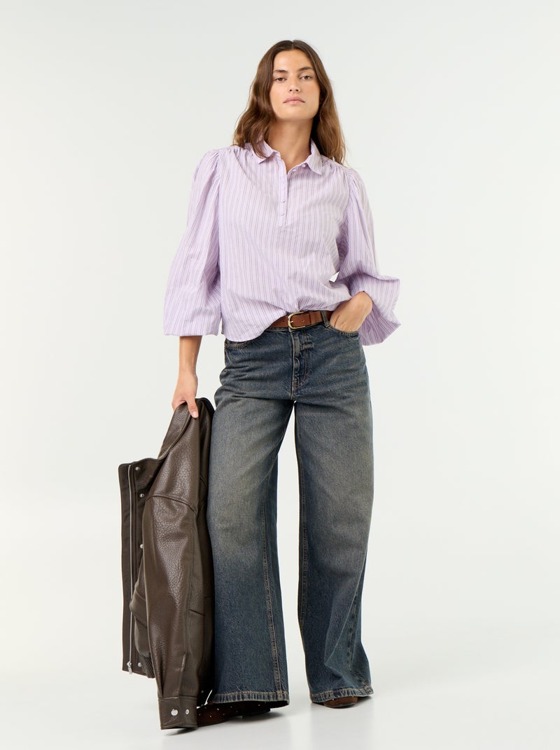 Camisa com gola abotoada Violeta - Kiabi