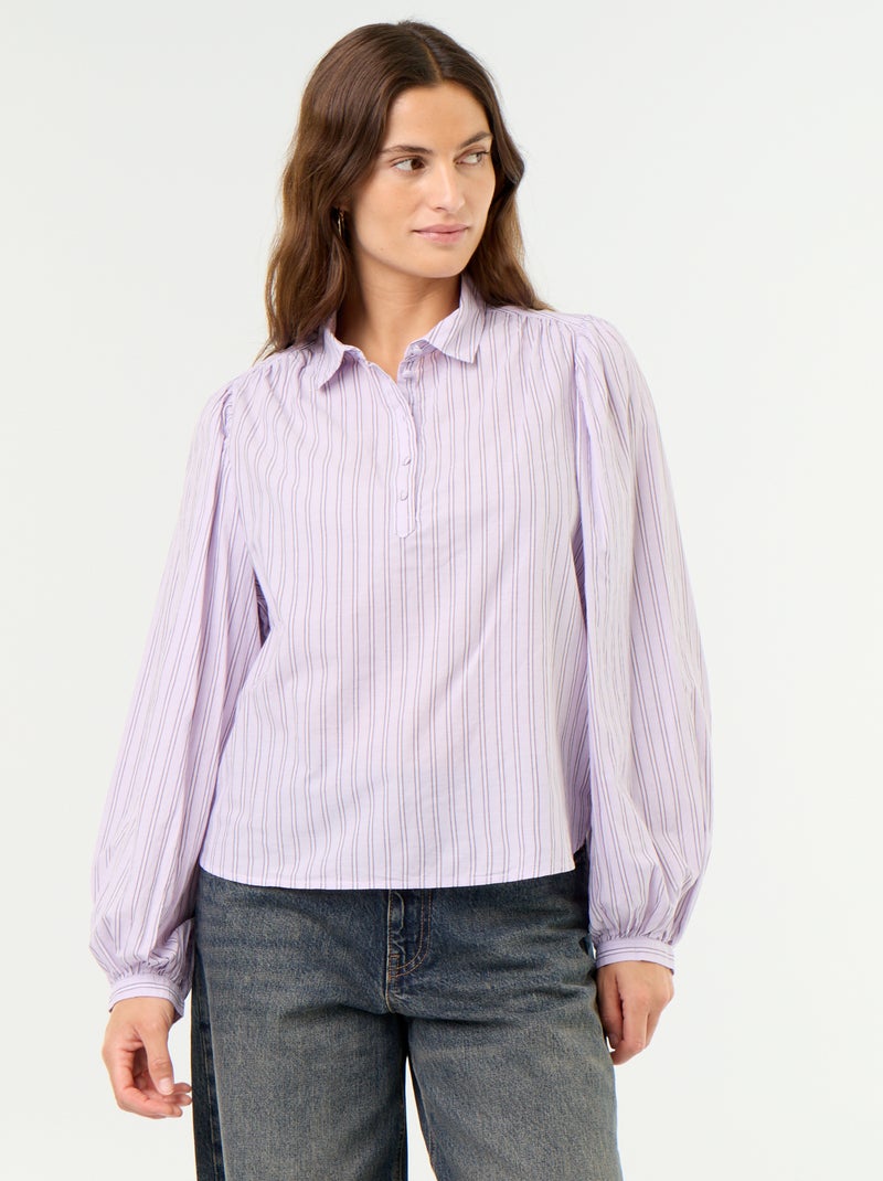 Camisa com gola abotoada Violeta - Kiabi