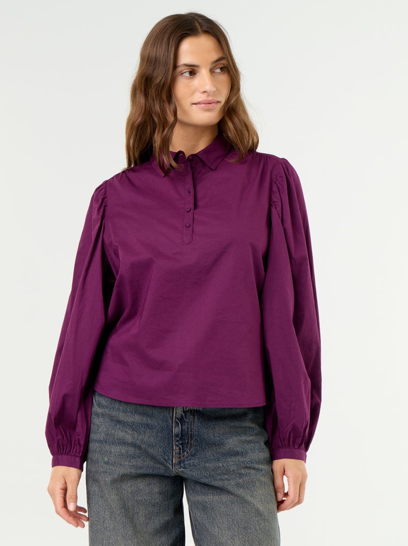 Camisa com gola abotoada Violeta - Kiabi