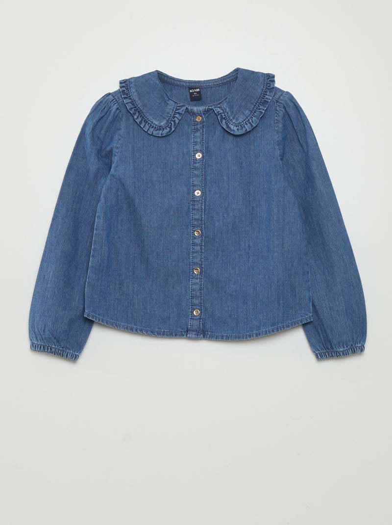 Camisa com gola Claudine AZUL - Kiabi