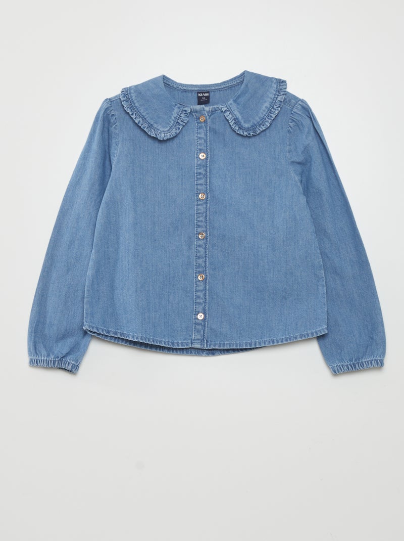 Camisa com gola Claudine AZUL - Kiabi