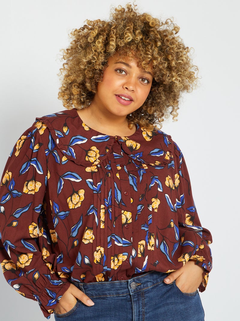 Camisa com gola Claudine CASTANHO - Kiabi