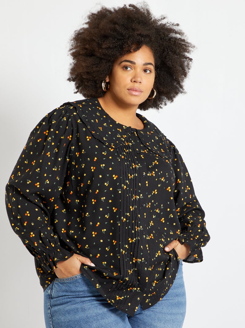 Camisa com gola Claudine PRETO - Kiabi