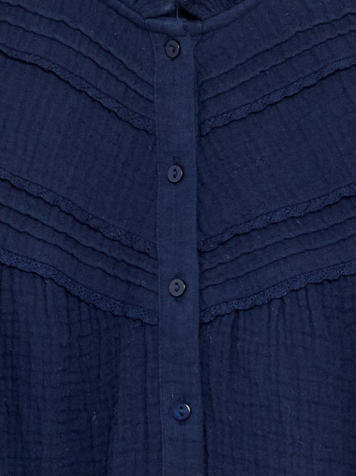 Camisa com gola com folhos e bordados - Kiabi Camisa com gola com folhos e bordados - Kiabi